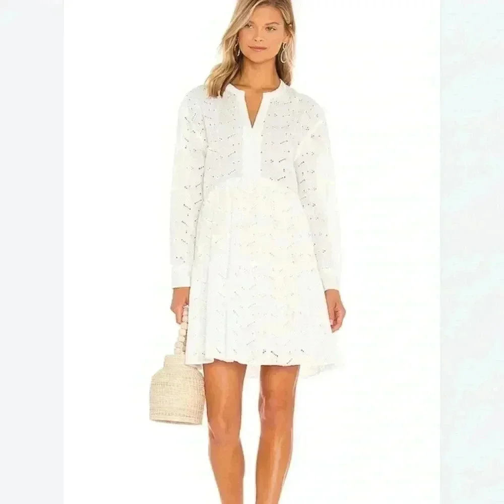 RAILS LAYLA WHITE FLOWY EYELET DRESS TIERED BRIDAL SIZE M - Picture 3 of 10